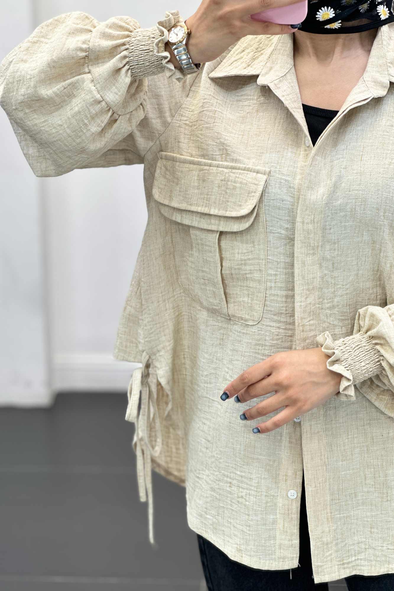 مانتو آستین شیپوری شانتون برفکی