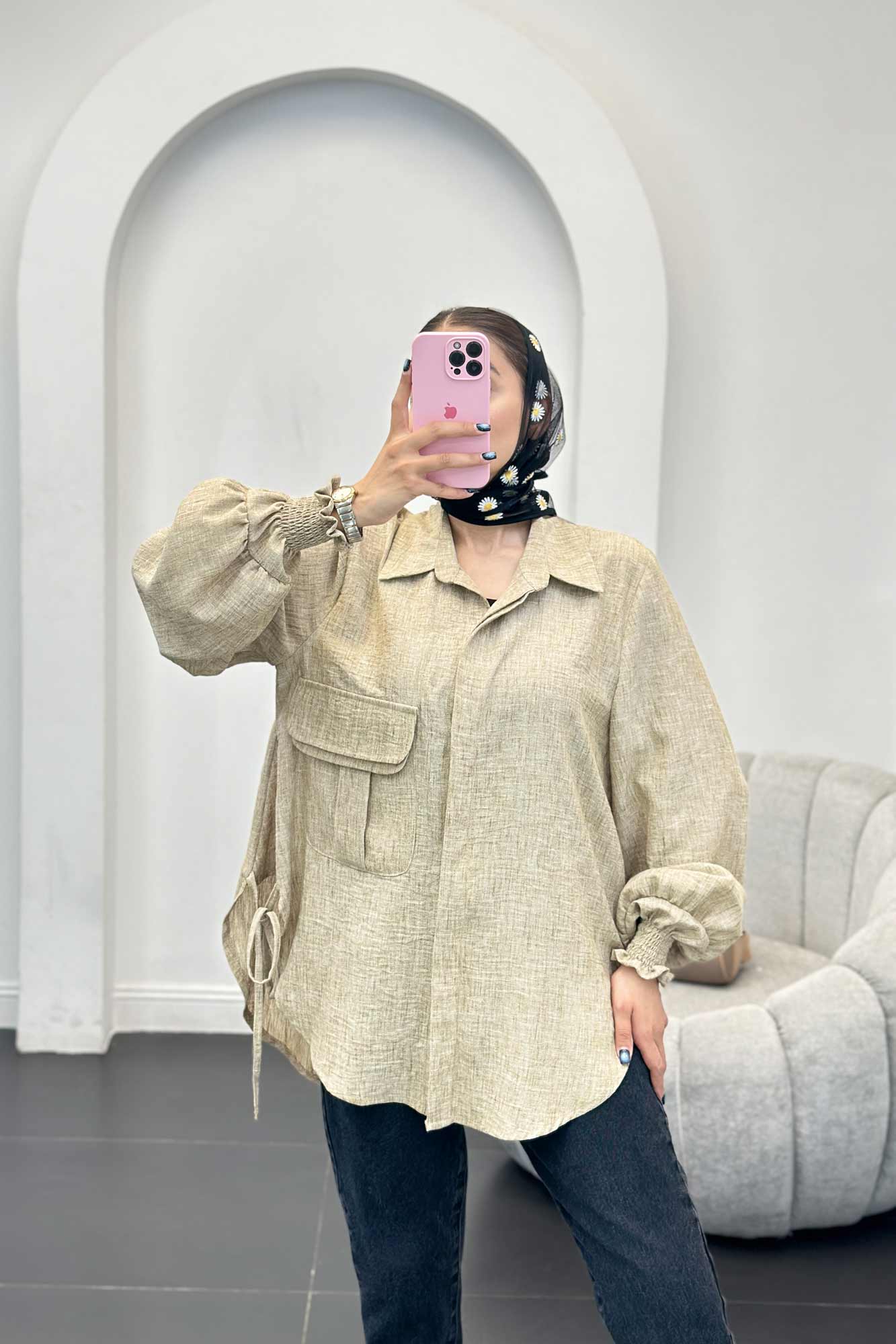 مانتو آستین شیپوری شانتون برفکی