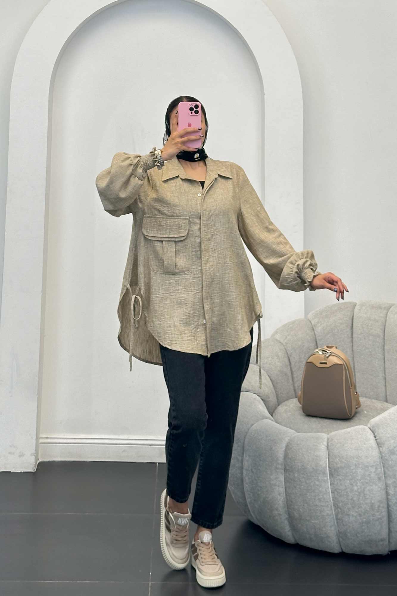 مانتو آستین شیپوری شانتون برفکی