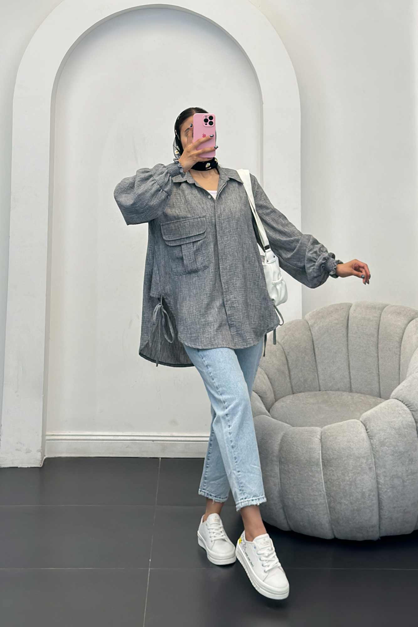 مانتو آستین شیپوری شانتون برفکی