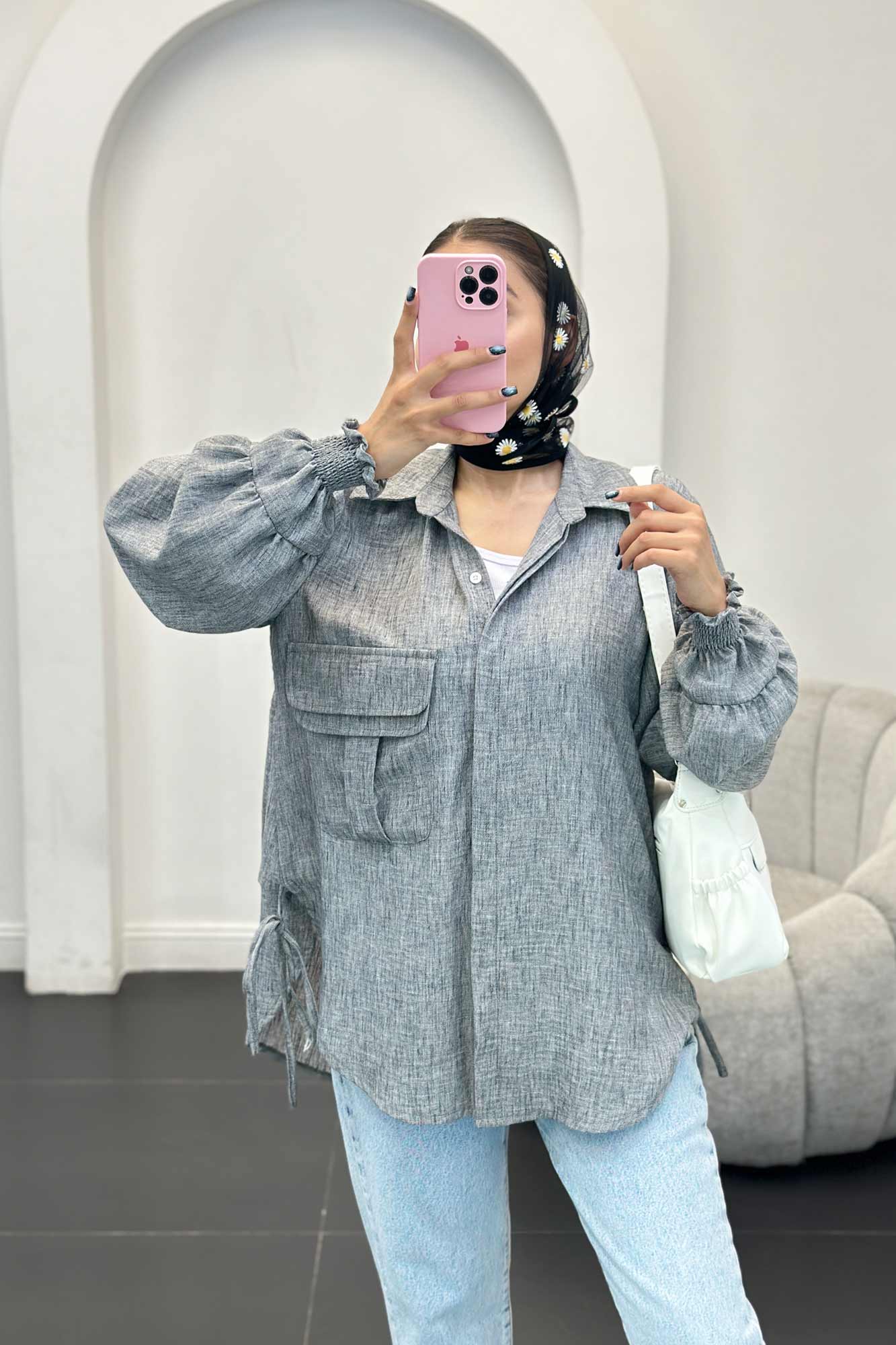 مانتو آستین شیپوری شانتون برفکی