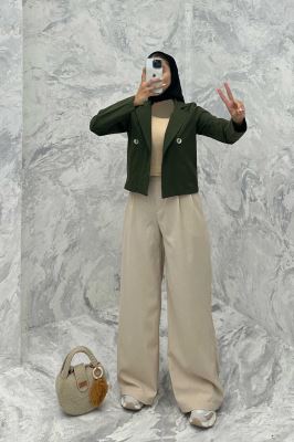 کت لینن تک دکمه