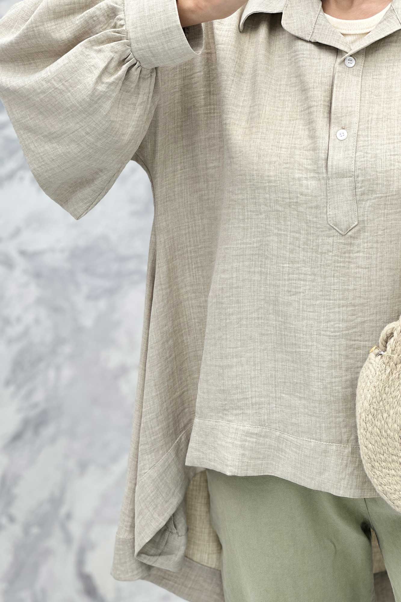 مانتو آستین چین دار شانتون پشت بلند