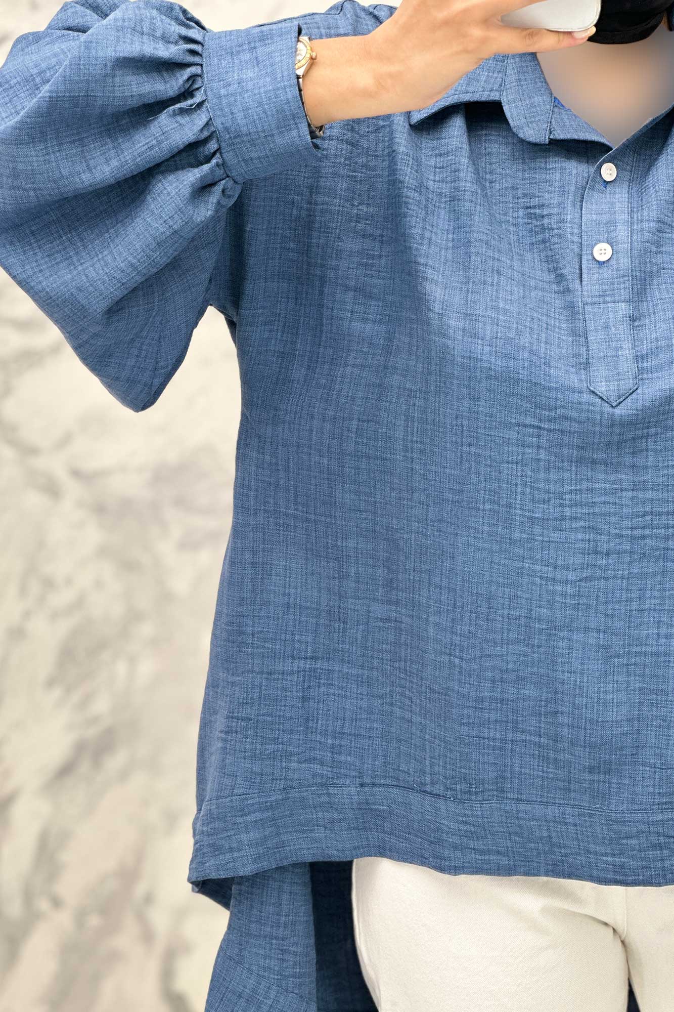 مانتو آستین چین دار شانتون پشت بلند