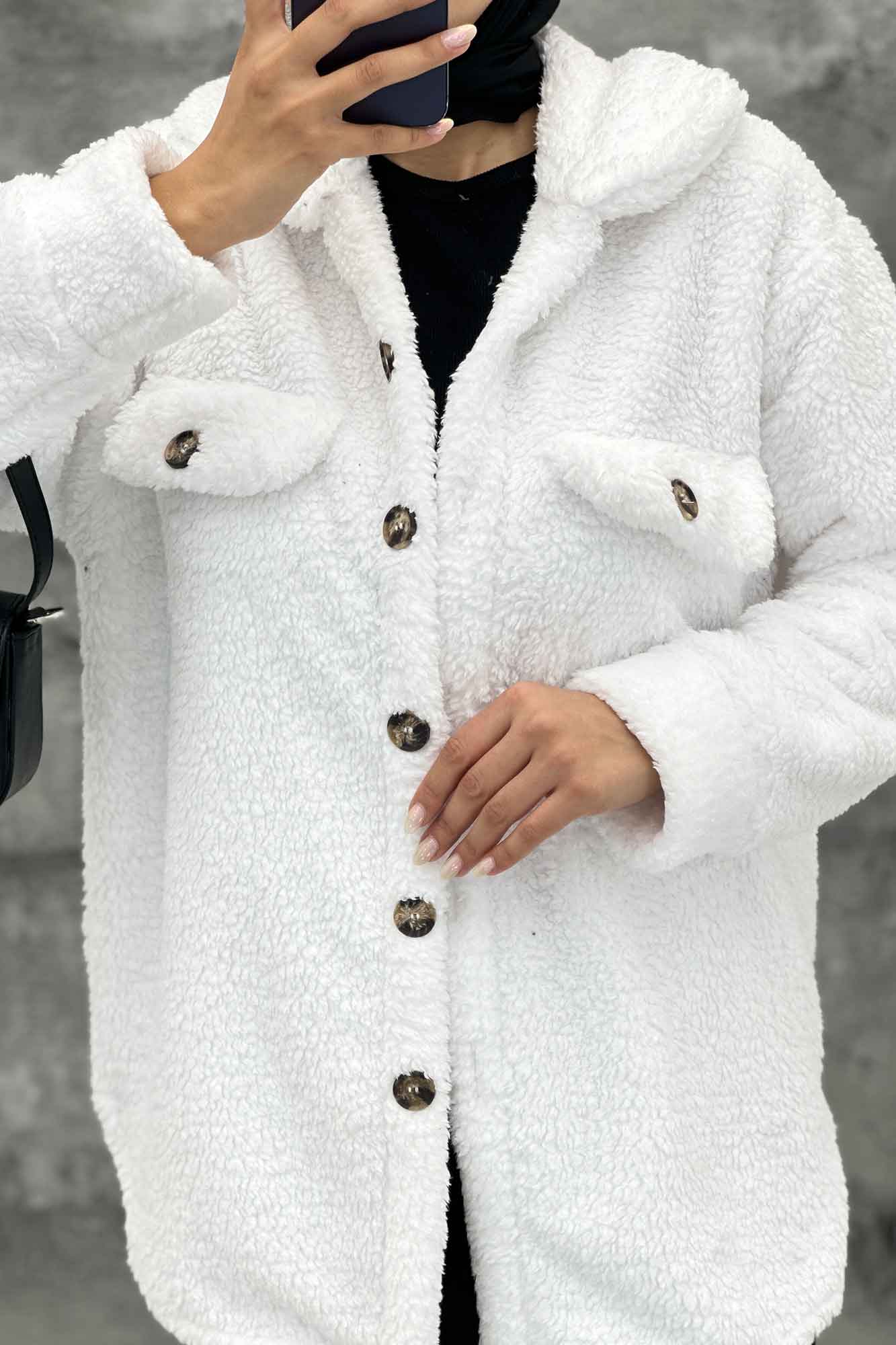 مانتو کوتاه تدی جلو دکمه