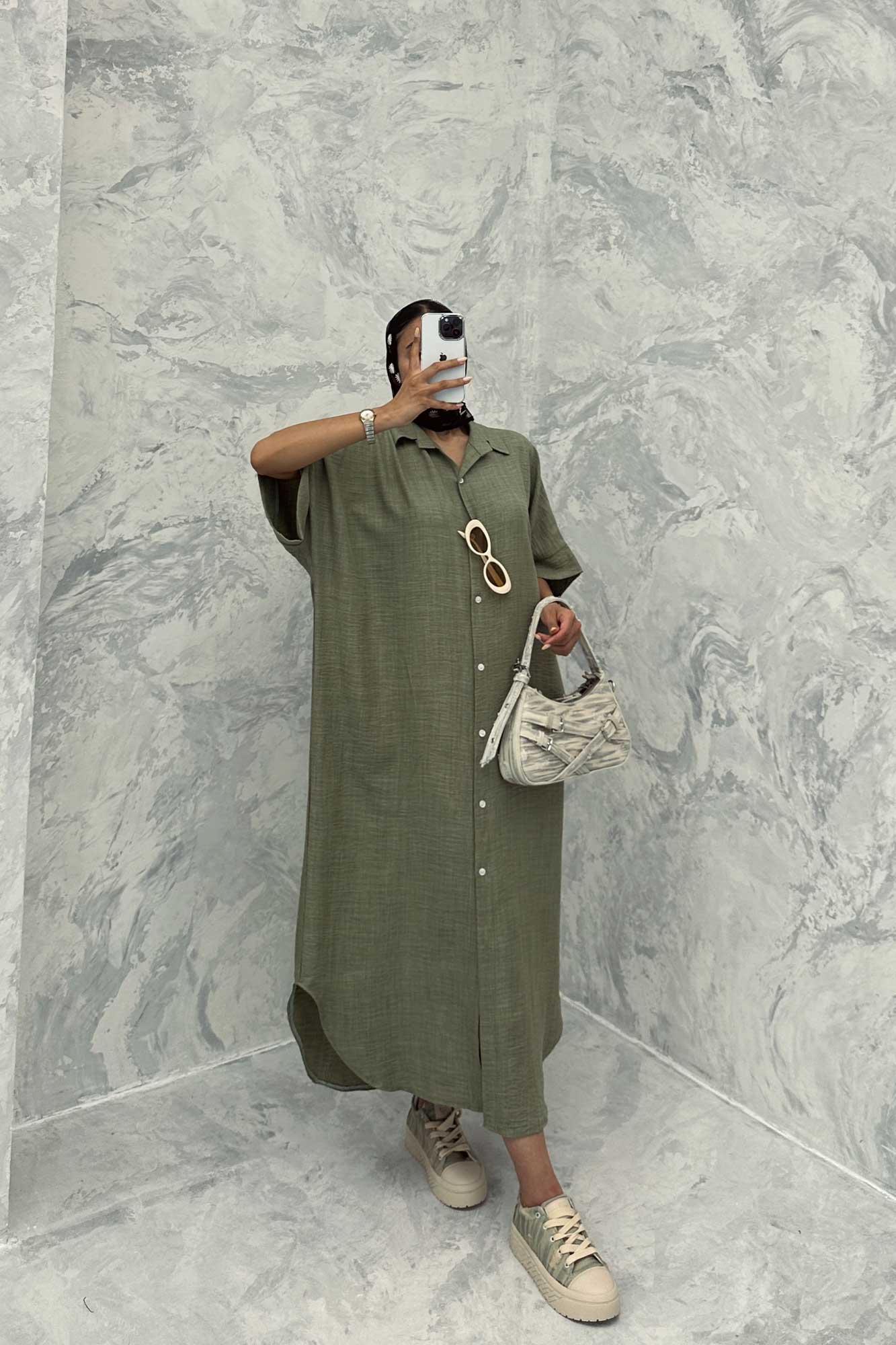 مانتو کفتان پایین هلال شانتون تمام دکمه