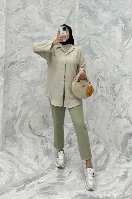 مانتو آستین بند دار شانتون ثمین