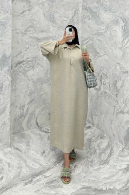 مانتو یقه برگردان شانتون دو جیب خطی