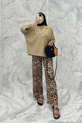 مانتو یقه برگردان شانتون دو جیب خطی