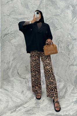 مانتو یقه برگردان شانتون دو جیب خطی