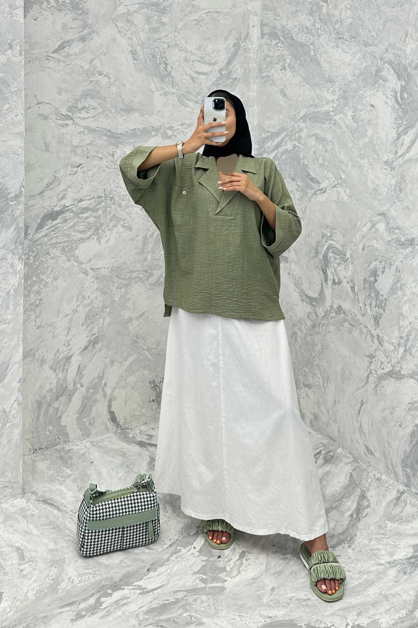 مانتو یقه برگردان شانتون دو جیب خطی