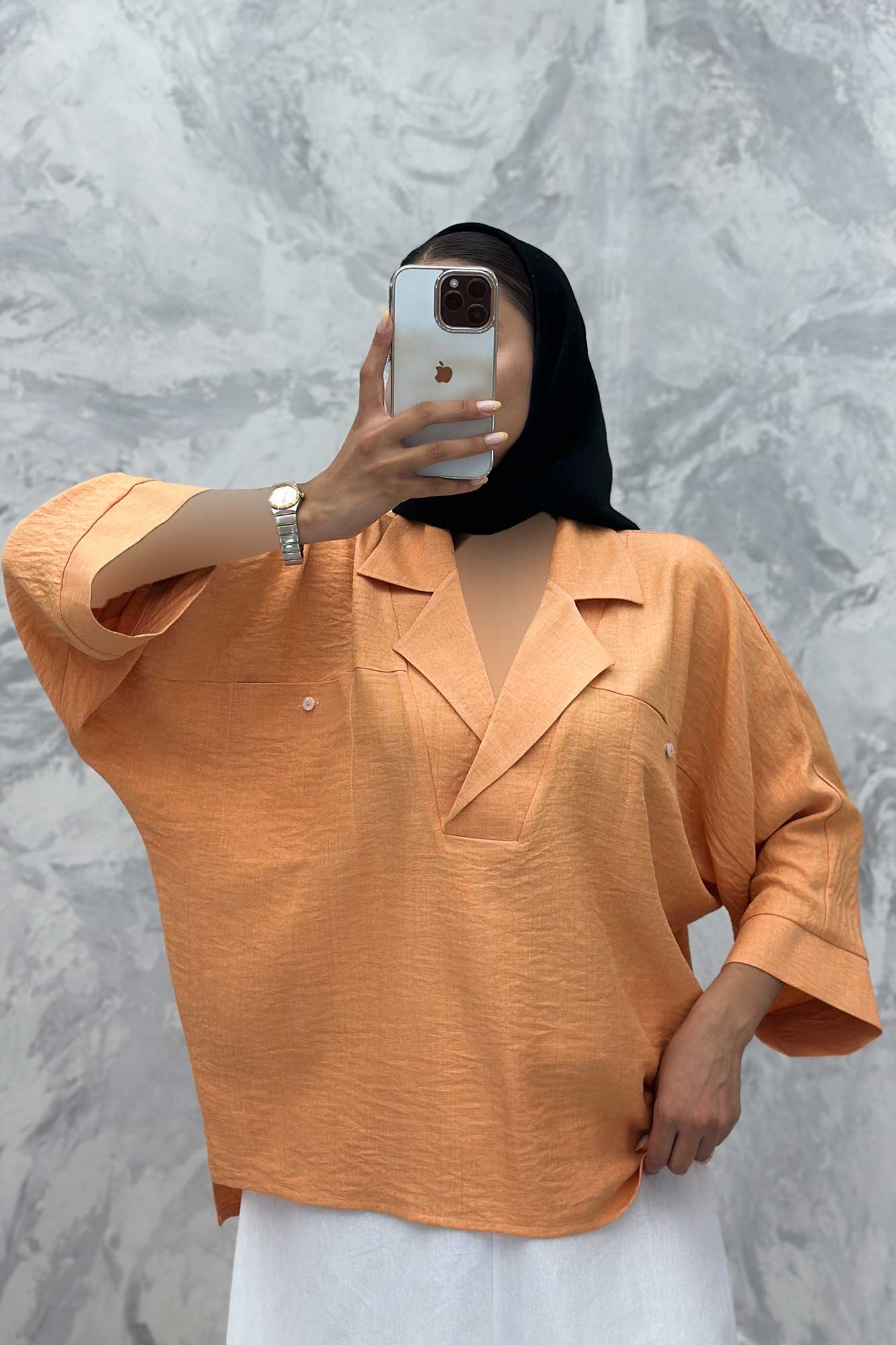 مانتو یقه برگردان شانتون دو جیب خطی