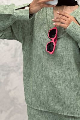 ست مانتو و شلوار یقه هفت شانتون برفکی پادینا