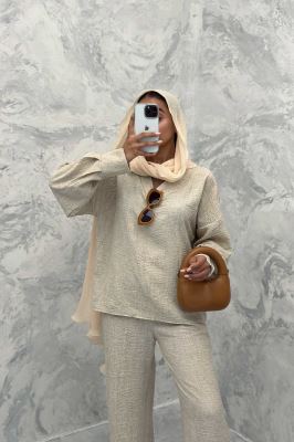 ست مانتو و شلوار یقه هفت شانتون برفکی پادینا