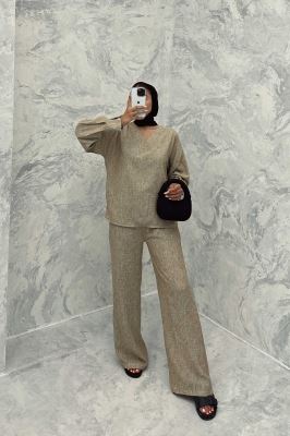 ست مانتو و شلوار یقه هفت شانتون برفکی پادینا