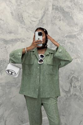 ست مانتو و شلوار شانتون برفکی پشت هلال جانا