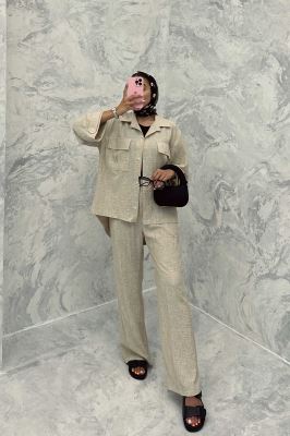 ست مانتو و شلوار شانتون برفکی پشت هلال جانا