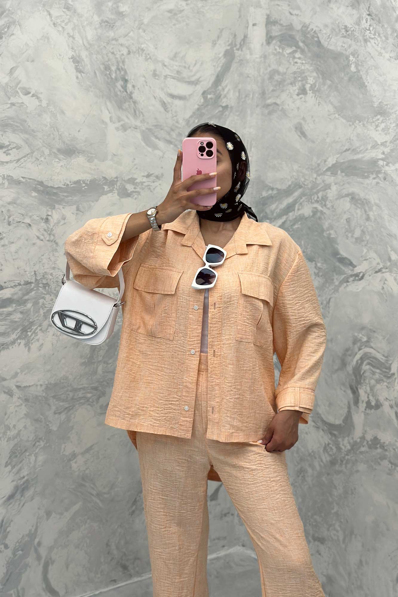 ست مانتو و شلوار شانتون برفکی پشت هلال جانا