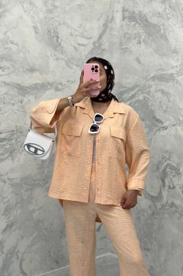 ست مانتو و شلوار شانتون برفکی پشت هلال جانا