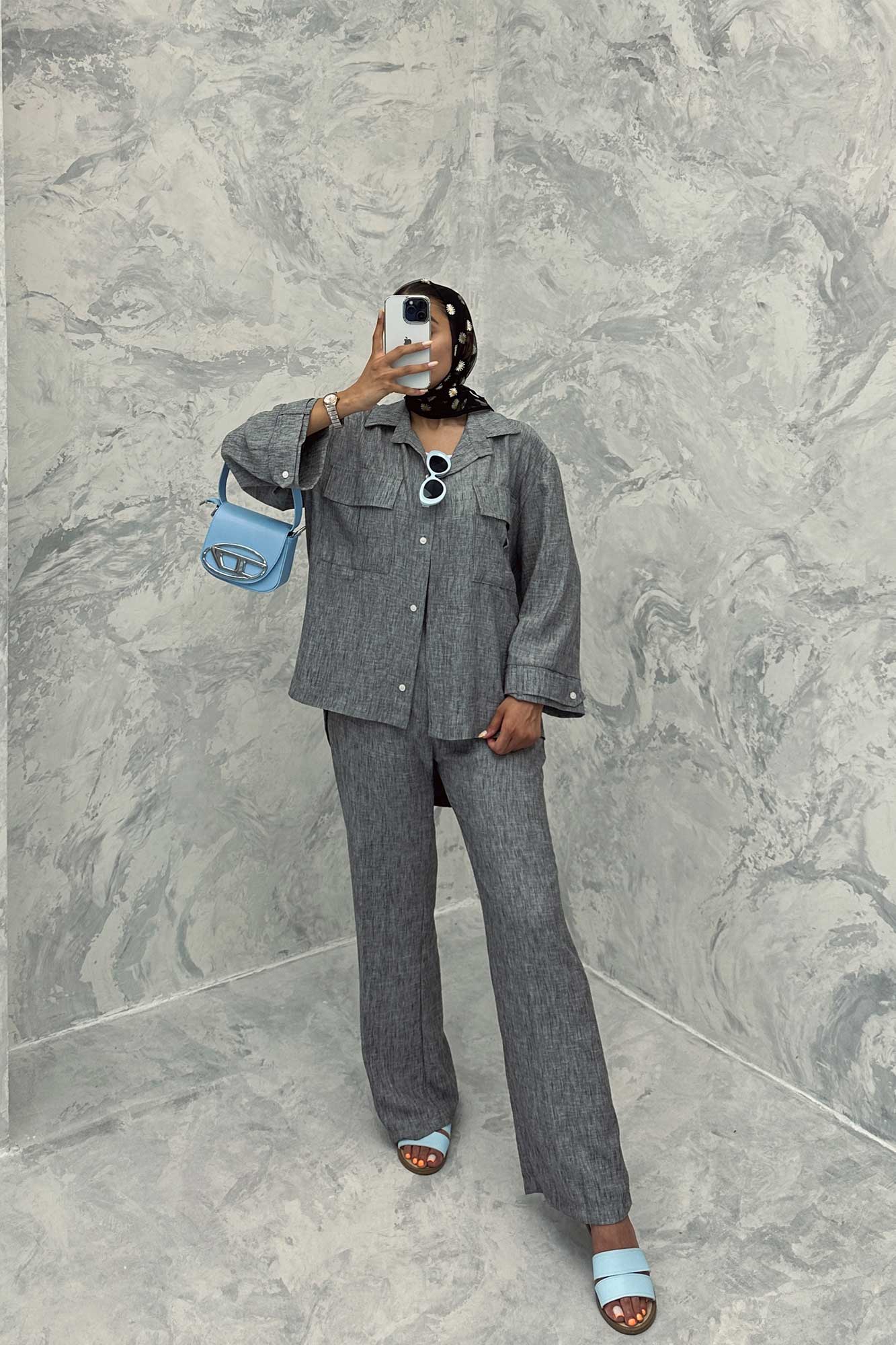 ست مانتو و شلوار شانتون برفکی پشت هلال جانا