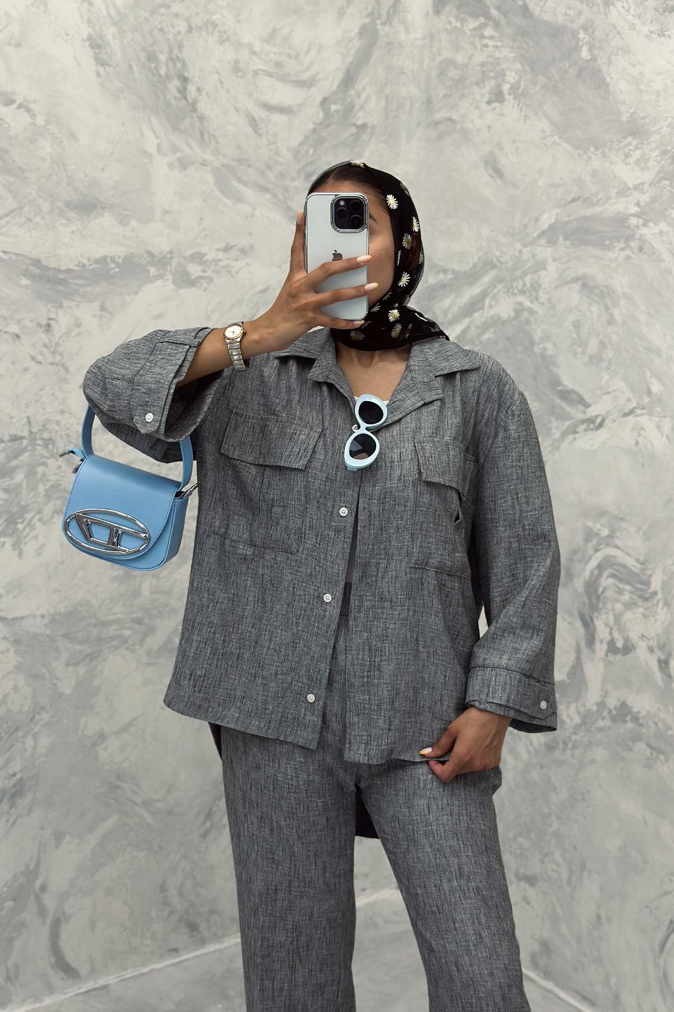 ست مانتو و شلوار شانتون برفکی پشت هلال جانا