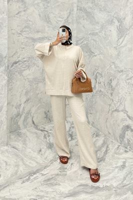 ست مانتو و شلوار یقه سه سانت نوا دو دکمه