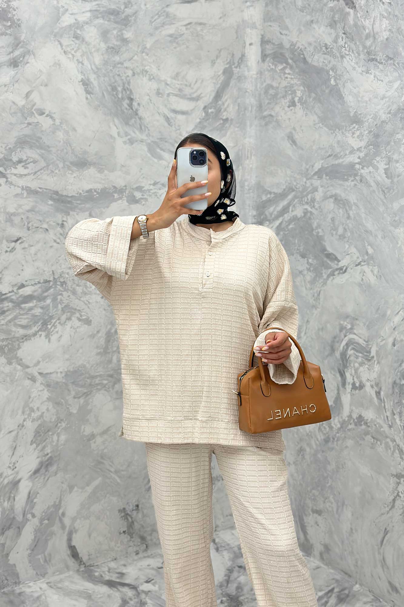 ست مانتو و شلوار یقه سه سانت نوا دو دکمه