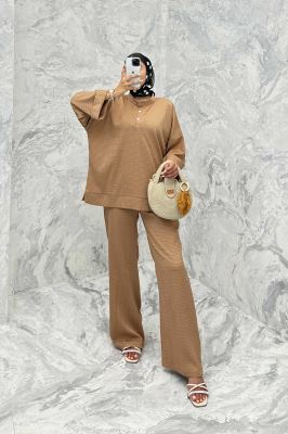 ست مانتو و شلوار یقه سه سانت نوا دو دکمه