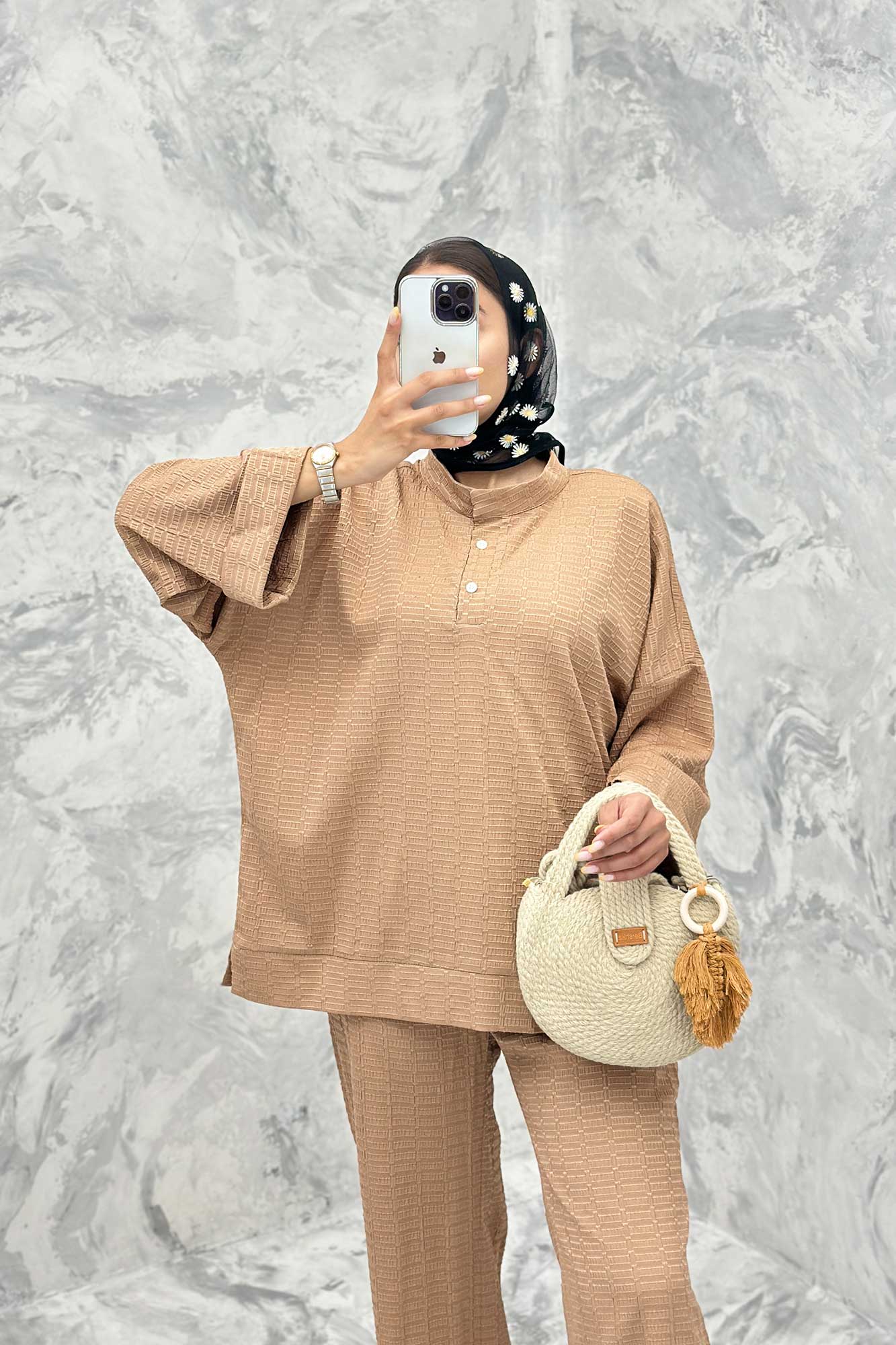 ست مانتو و شلوار یقه سه سانت نوا دو دکمه