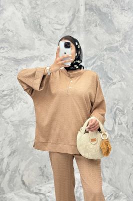 ست مانتو و شلوار یقه سه سانت نوا دو دکمه