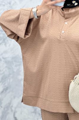 ست مانتو و شلوار یقه سه سانت نوا دو دکمه