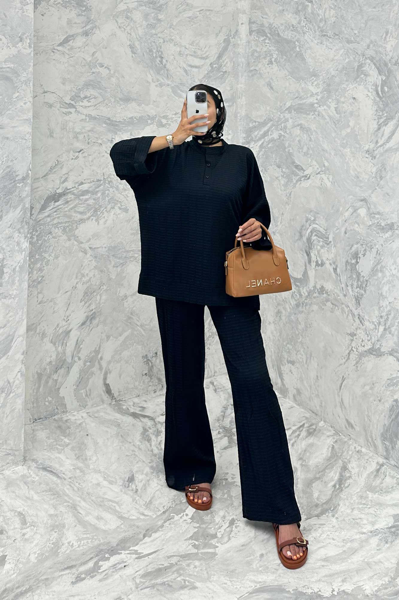 ست مانتو و شلوار یقه سه سانت نوا دو دکمه