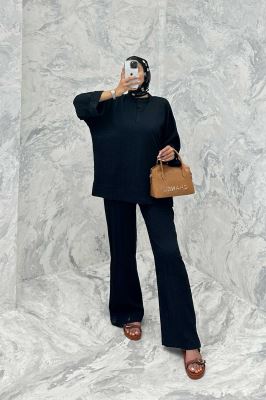 ست مانتو و شلوار یقه سه سانت نوا دو دکمه