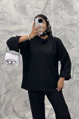 ست مانتو و شلوار یقه سه سانت شانتون دو دکمه