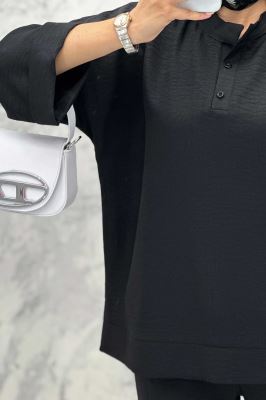 ست مانتو و شلوار یقه سه سانت شانتون دو دکمه