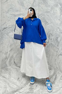 مانتو آستین چین دار شانتون پشت بلند