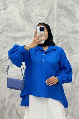 مانتو آستین چین دار شانتون پشت بلند