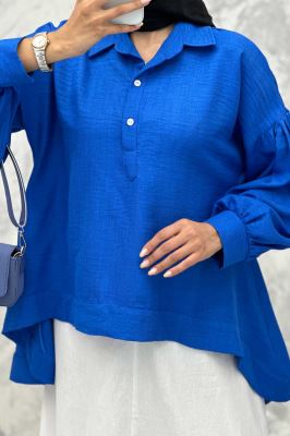 مانتو آستین چین دار شانتون پشت بلند