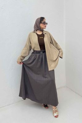 مانتو آستین پاگن شانتون یقه آبشاری