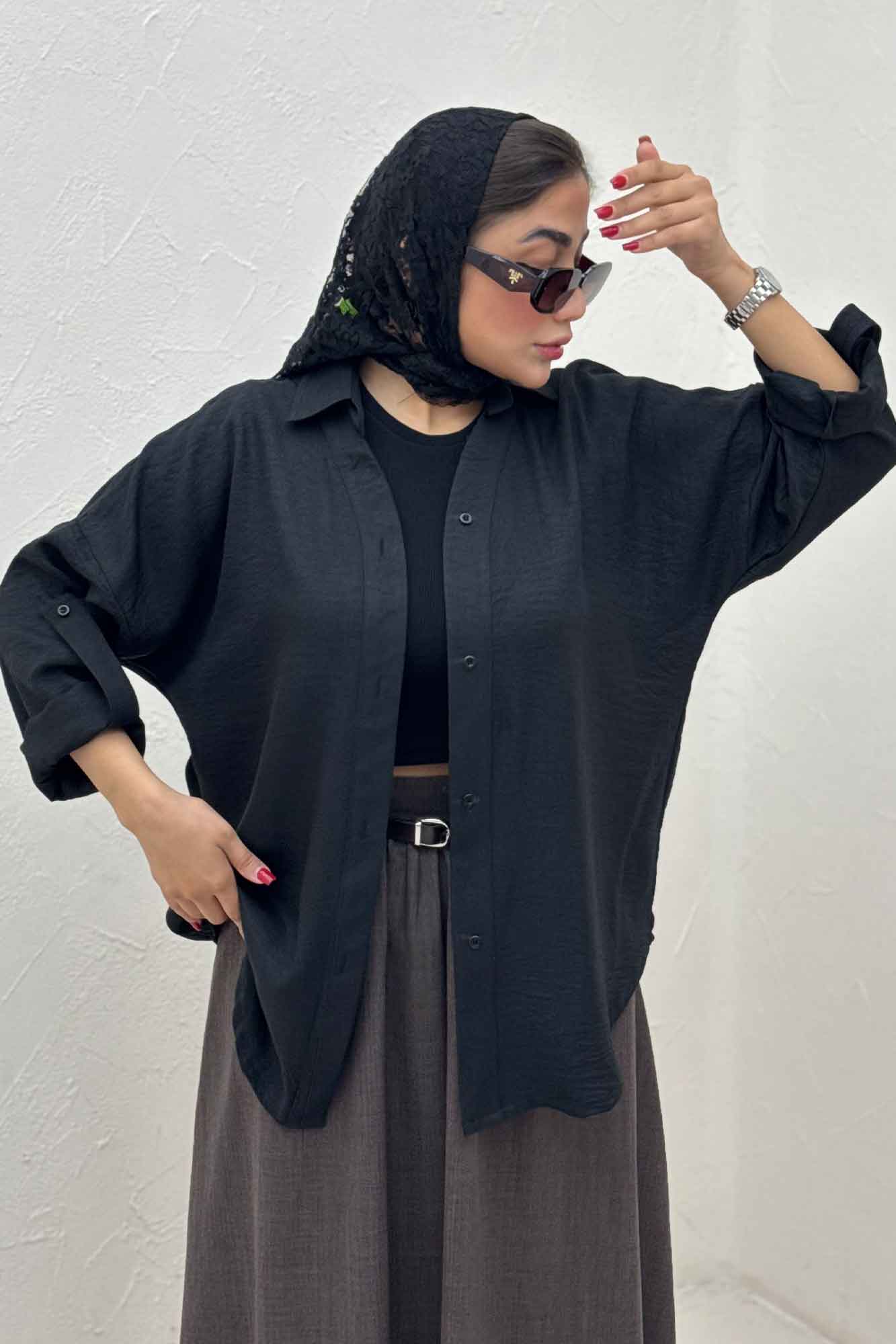 مانتو آستین پاگن شانتون یقه آبشاری