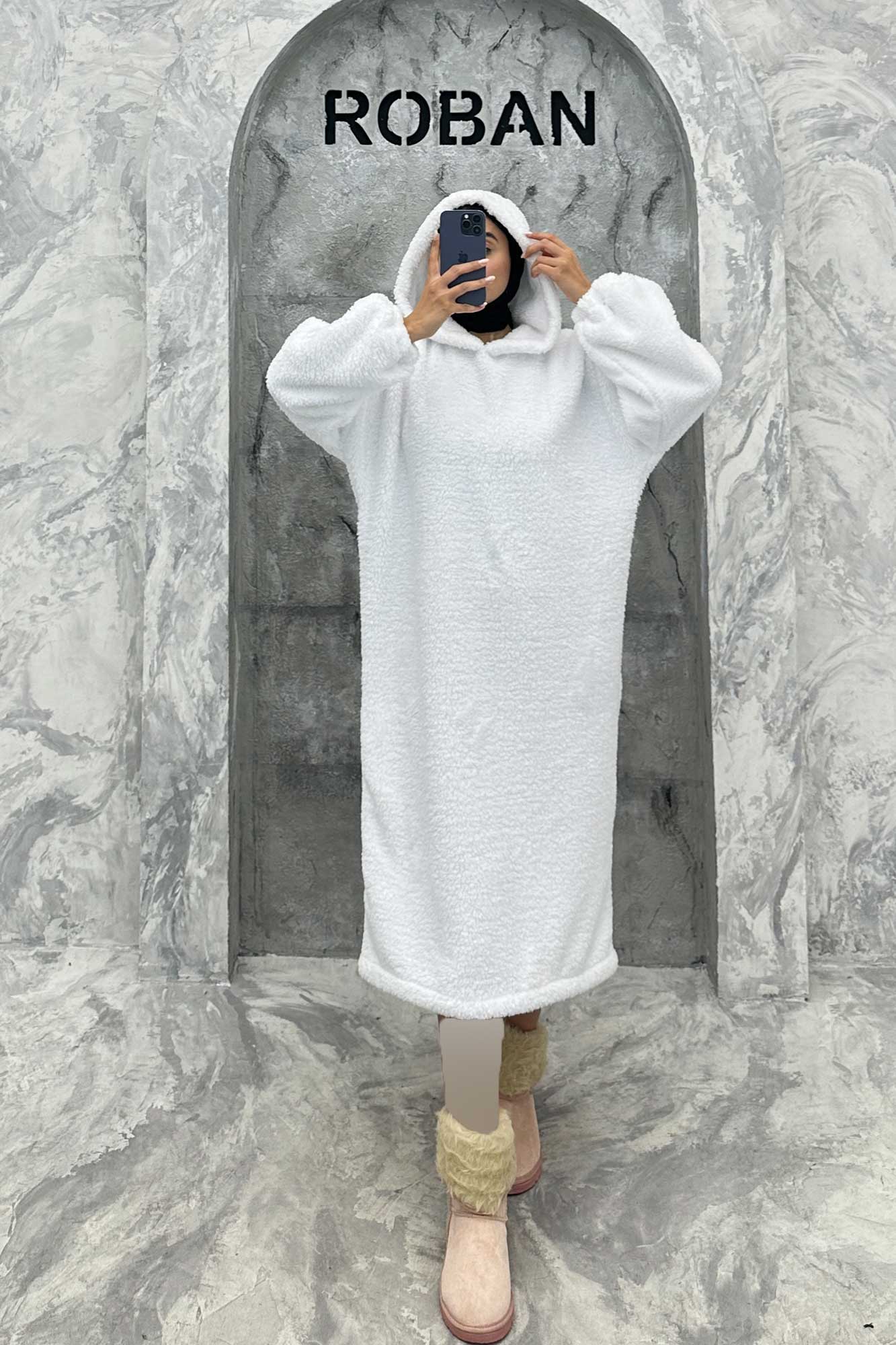 مانتو بلند تدی کلاهدار