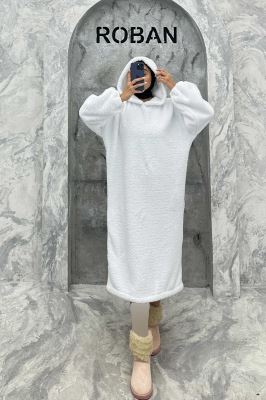 مانتو بلند تدی کلاهدار