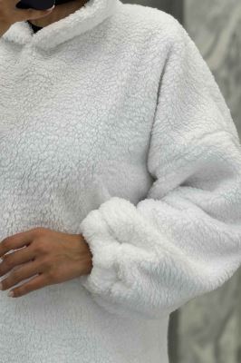 مانتو بلند تدی کلاهدار