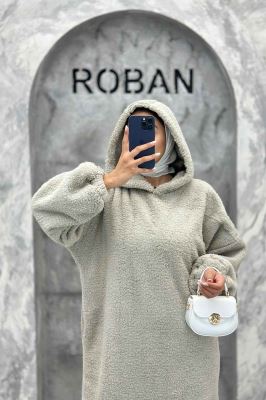 مانتو بلند تدی کلاهدار