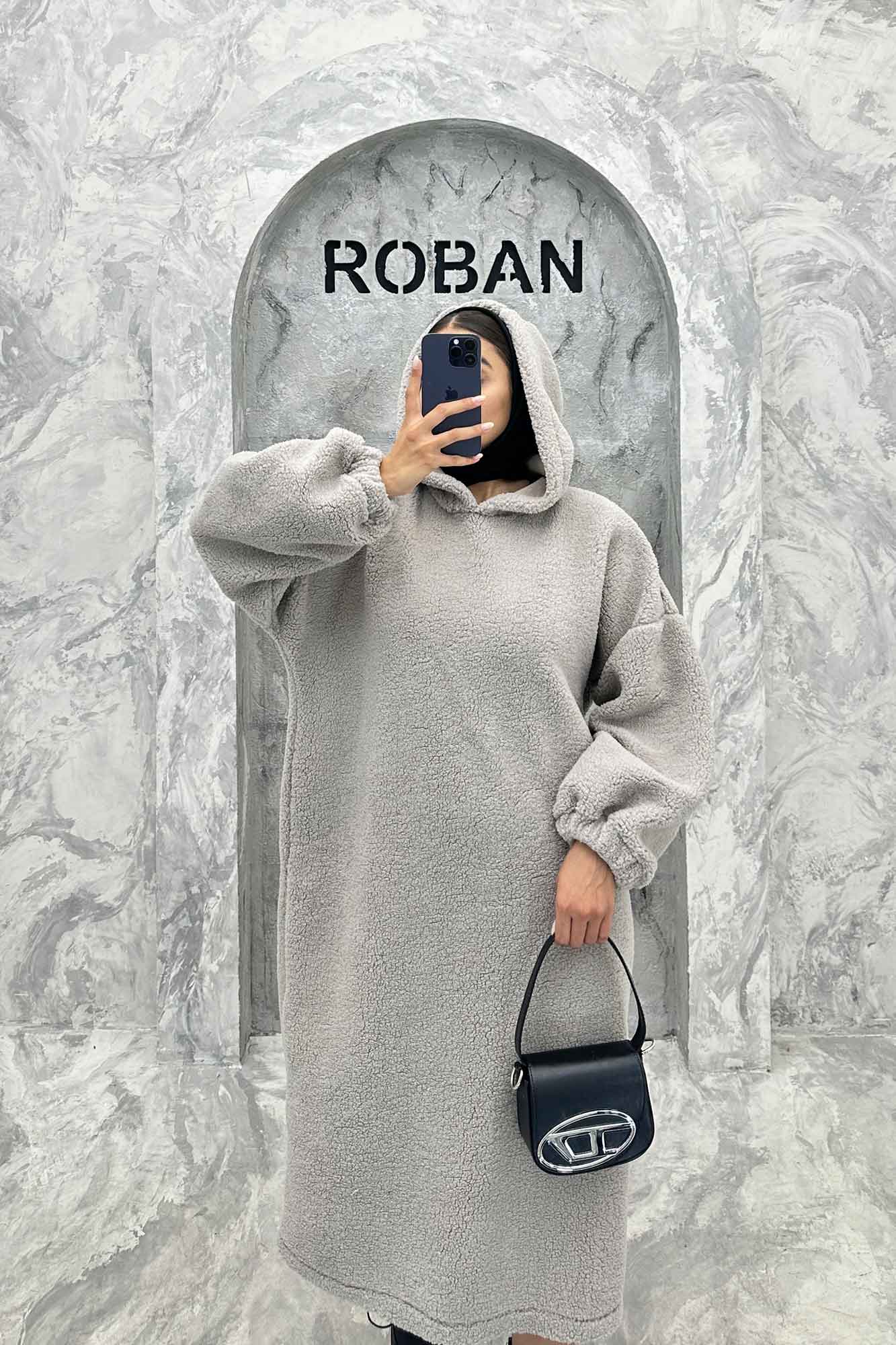 مانتو بلند تدی کلاهدار