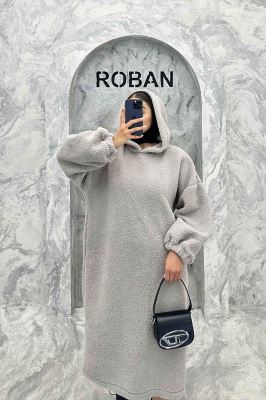 مانتو بلند تدی کلاهدار