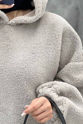 مانتو بلند تدی کلاهدار