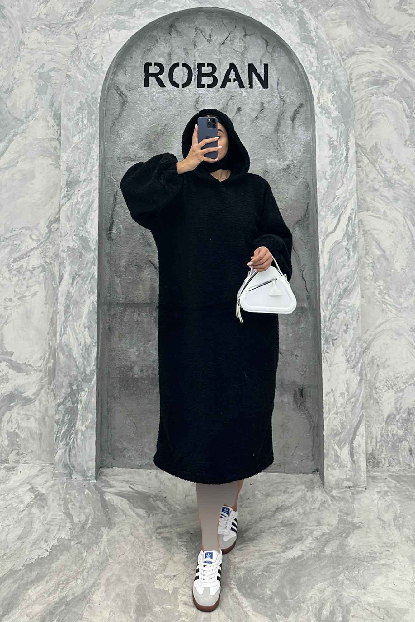 مانتو بلند تدی کلاهدار