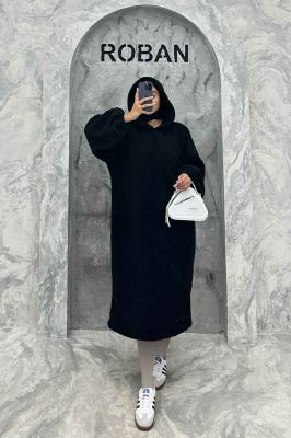 مانتو بلند تدی کلاهدار