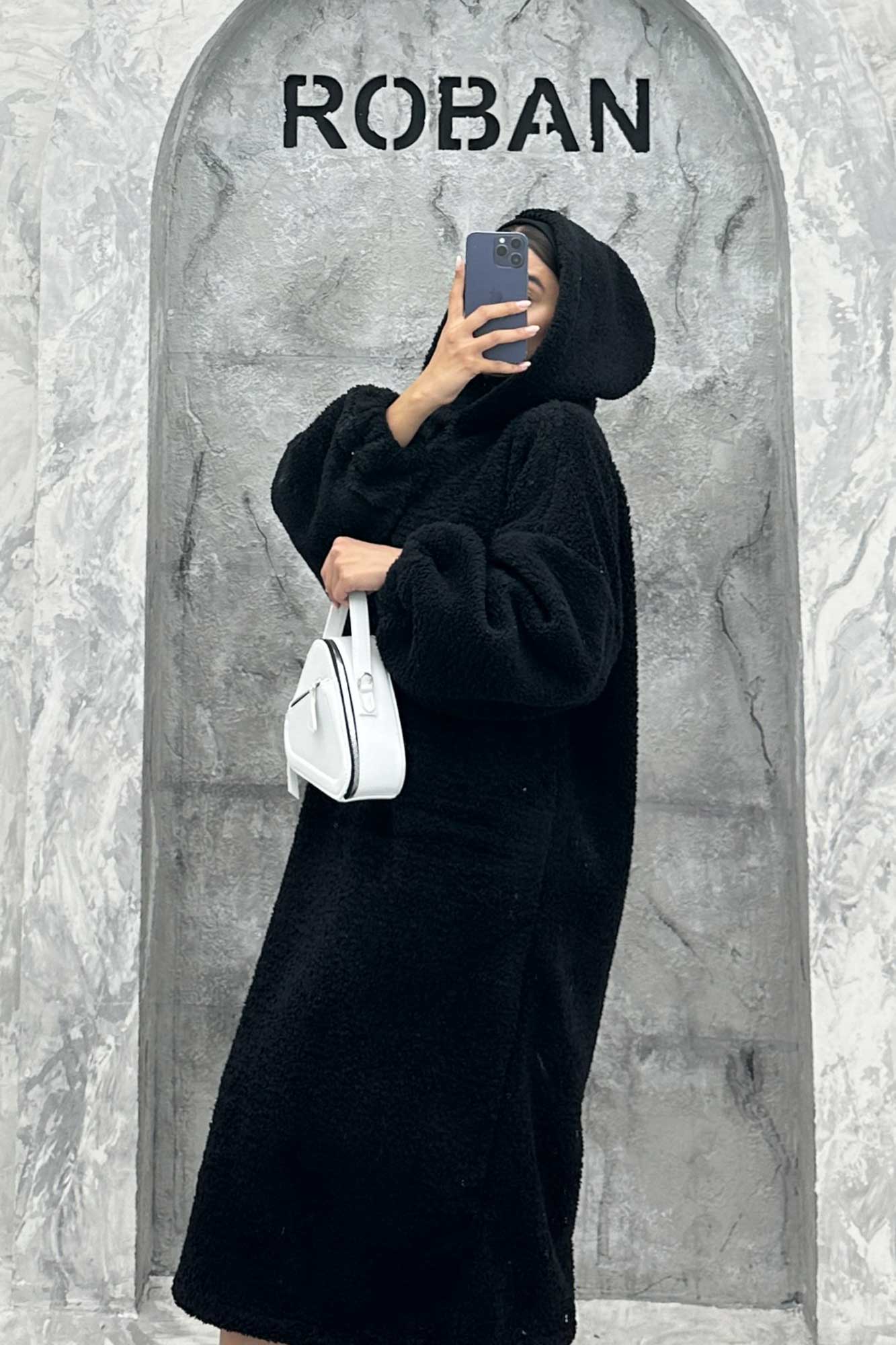 مانتو بلند تدی کلاهدار